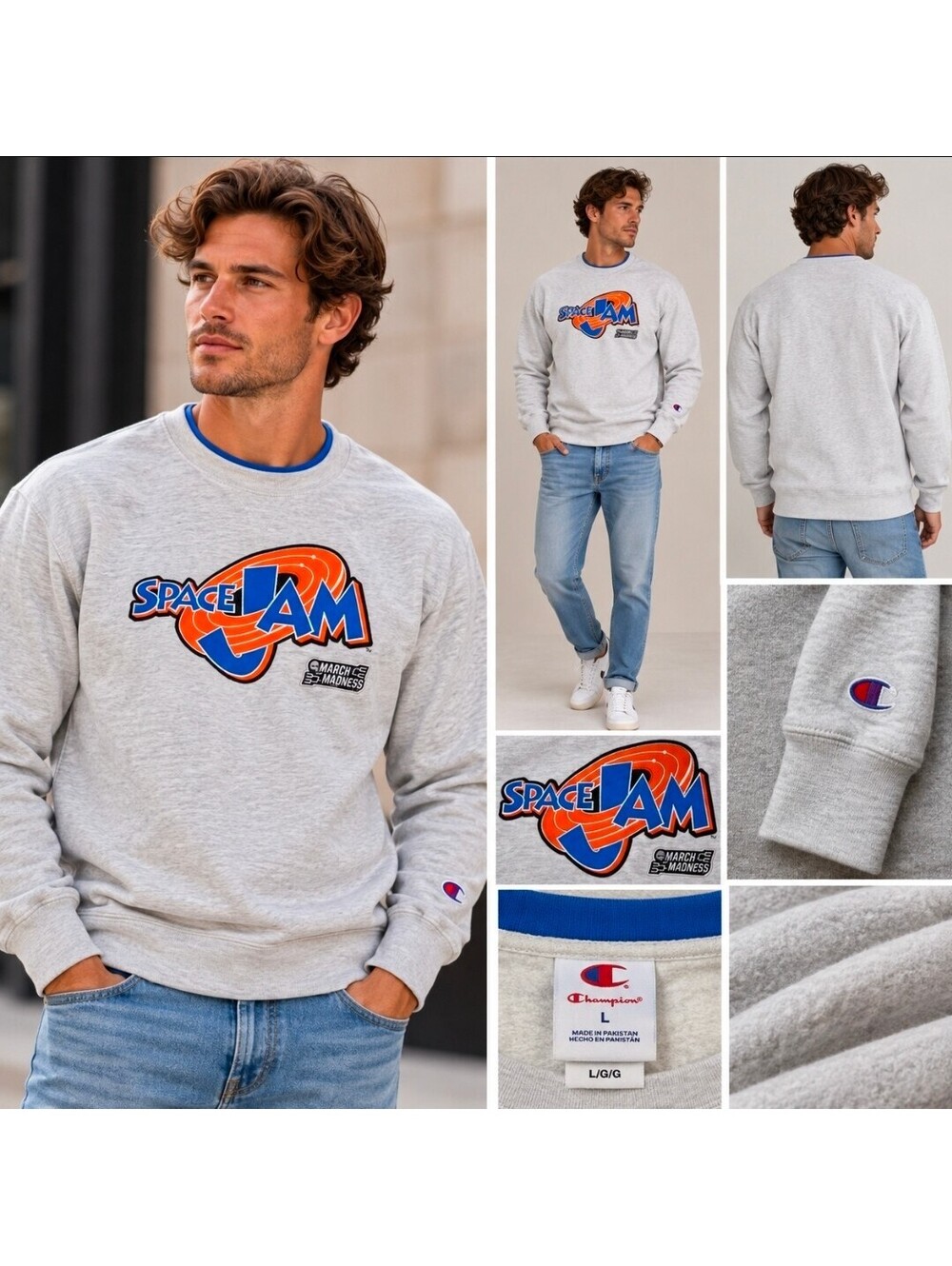 Champion Space Jam 30th Anniversary March Madness Crewneck Sweatshirt NWT L